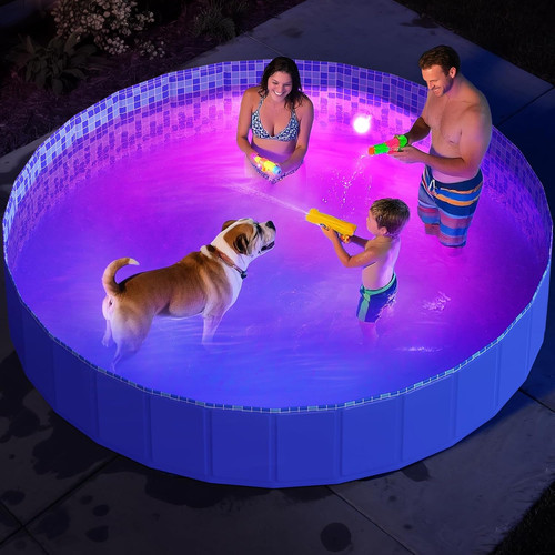 Rgb led collapsible dog pool - led,